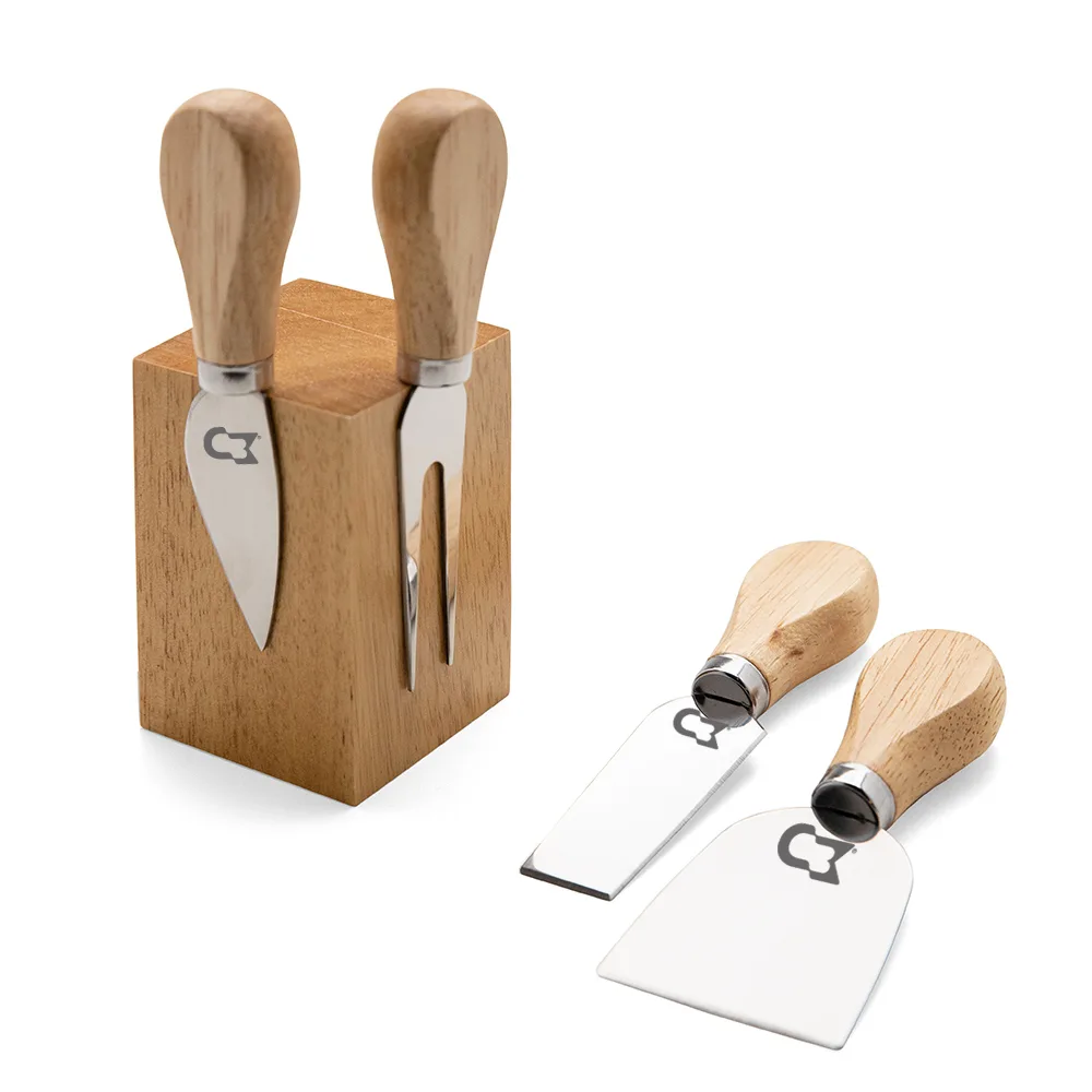 Kit Queijo De Madeira Com Imã 4 Peças